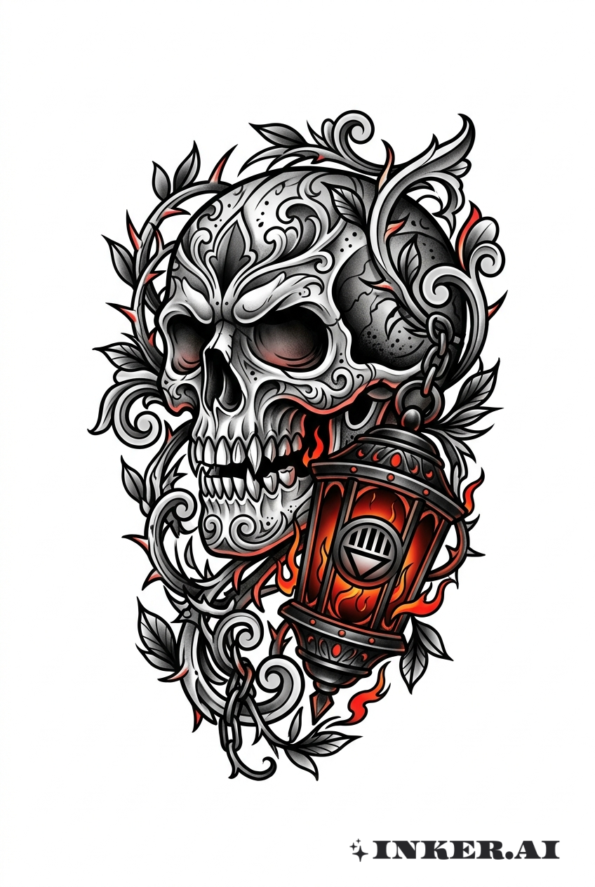 黑色燈籠凶猛骷髏