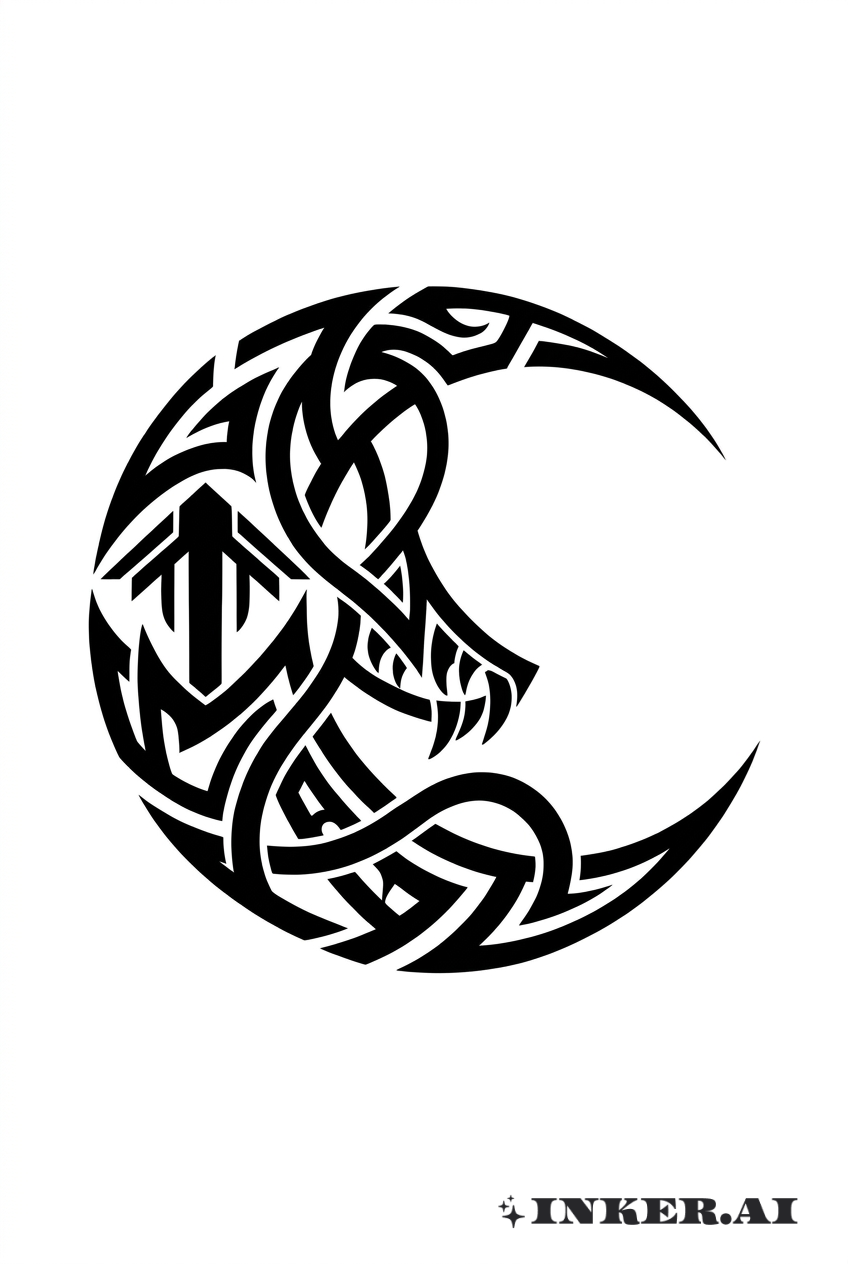 Tatouage Tribal Croissant de Lune de Sleep Token