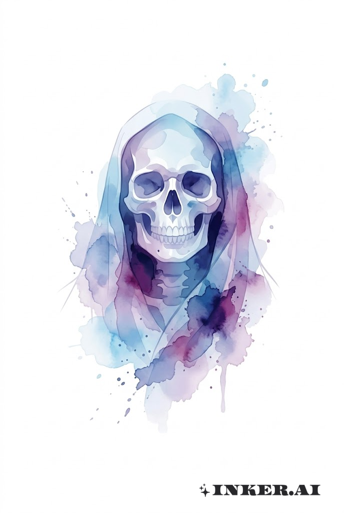 Santa Muerte Ghostly Watercolor Portrait