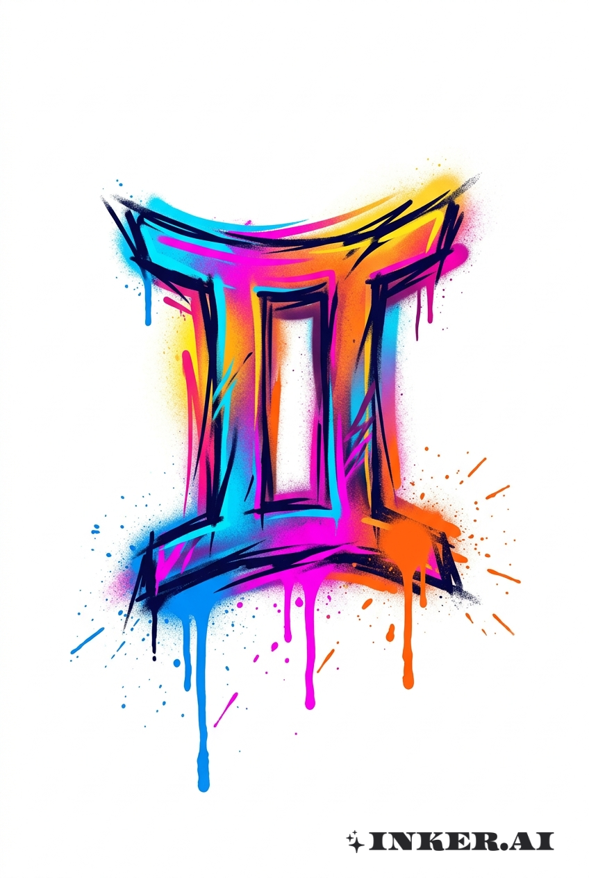 Graffiti-Zwillinge-Zodiak-Symbol