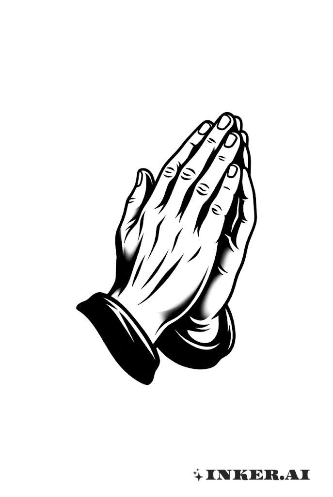 Bàn Tay Thành Kính Cầu Nguyện Blackwork