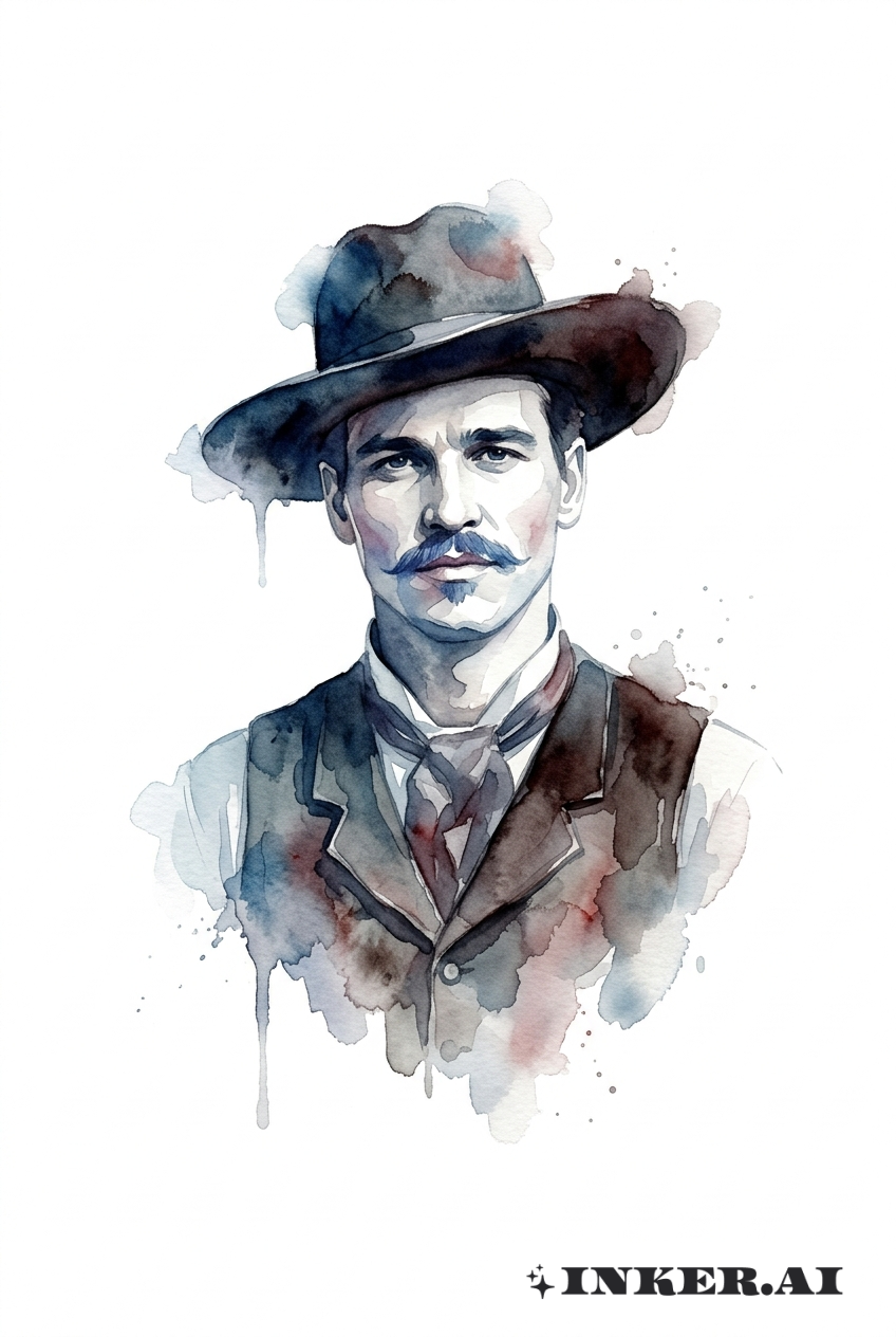 Retrato em Aquarela de Doc Holliday