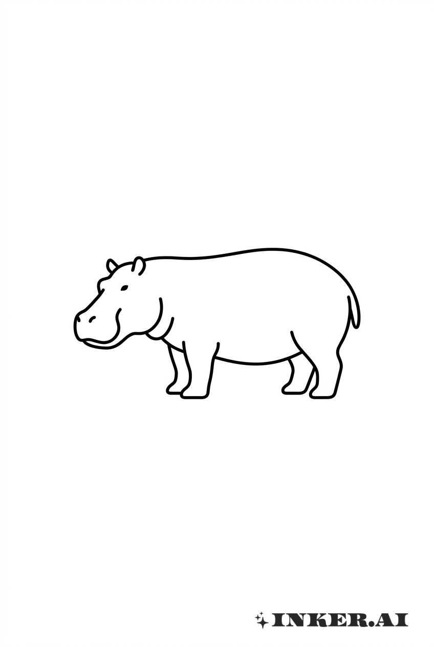 Minimalistisches Nilpferd Silhouette