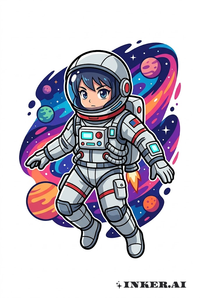Anime Astronaut Floating