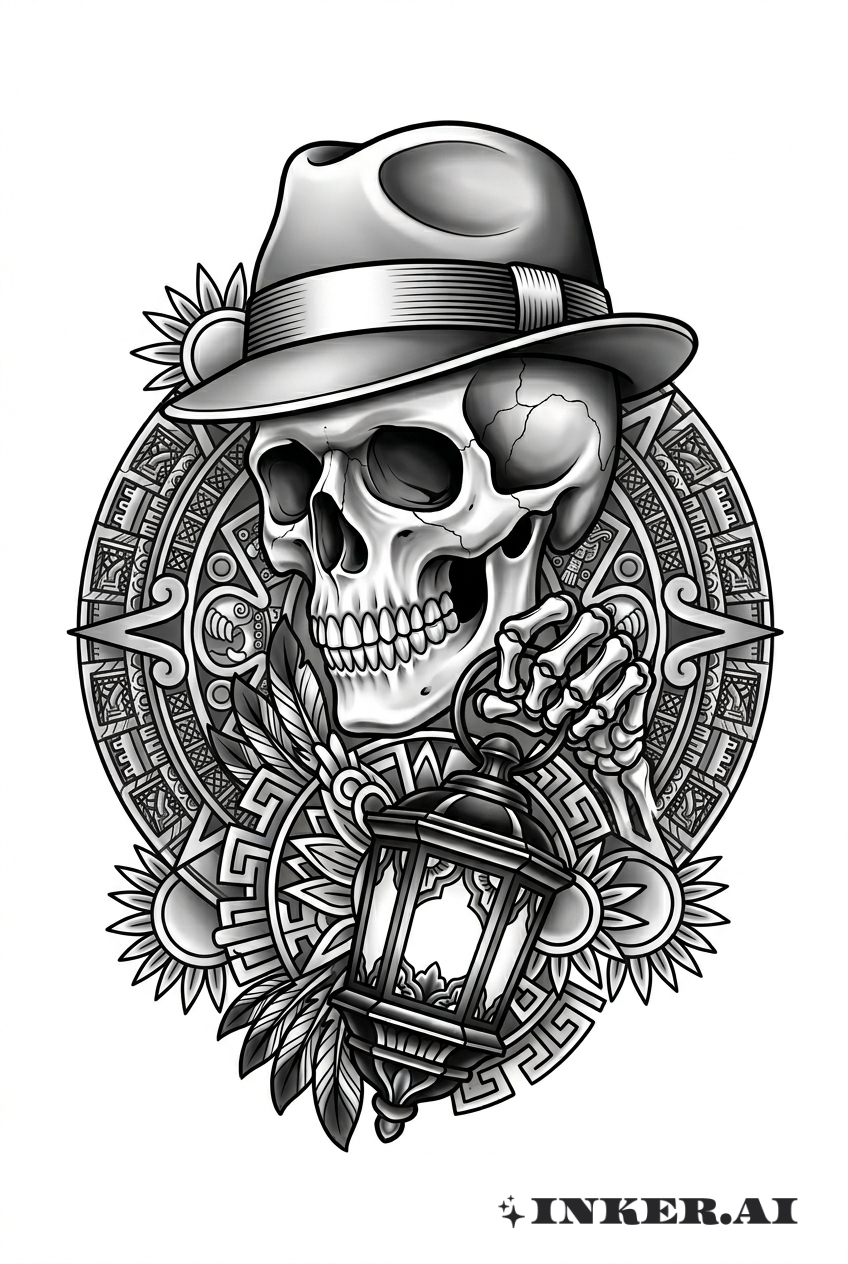 墨黑燈籠與奇卡諾骷髏面具