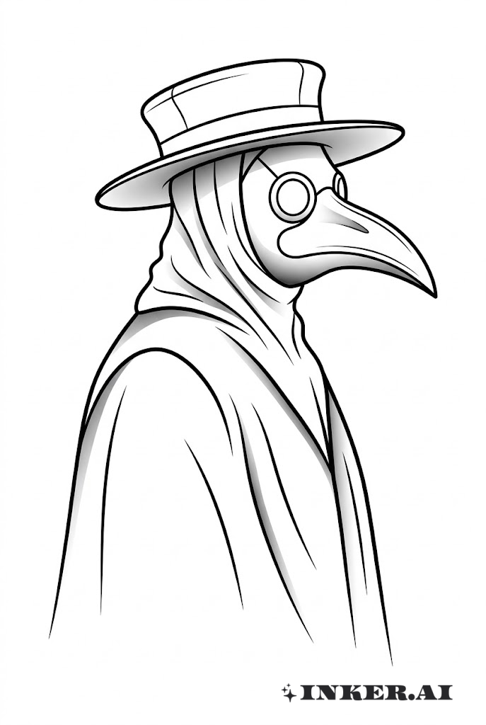 瘟疫醫生剪影線條風格