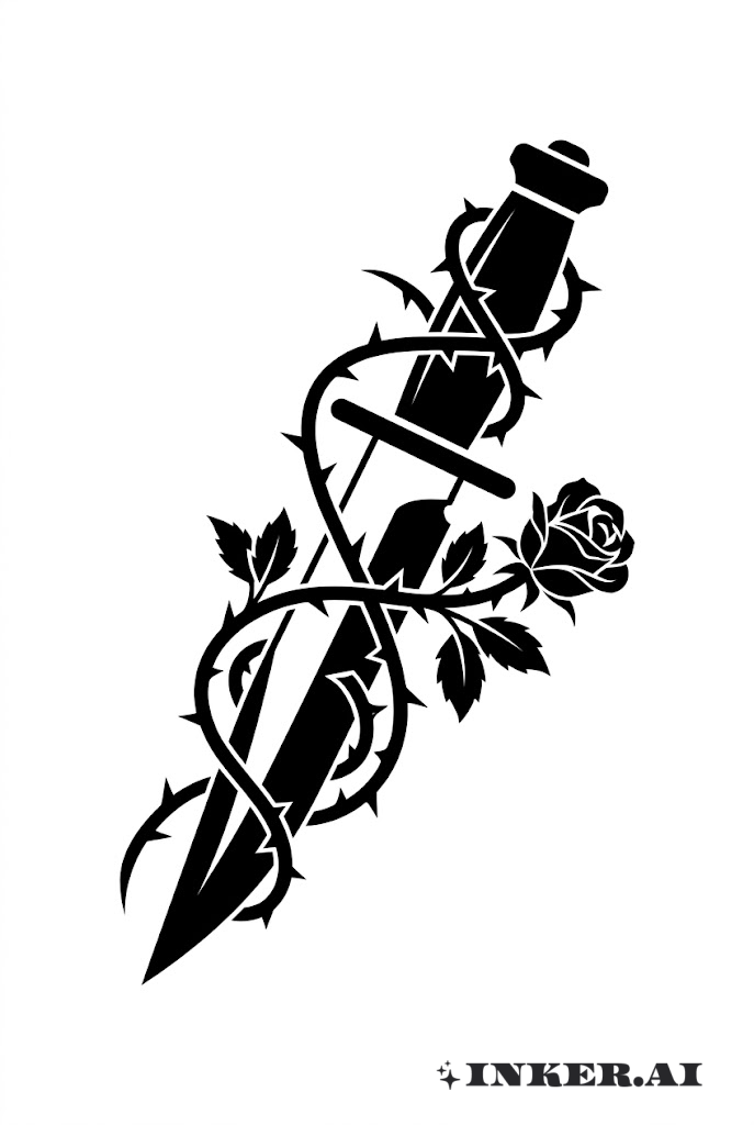 Couteau avec des lianes épineuses