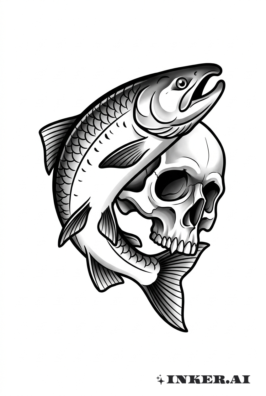 Salmon Skull Preto e Cinza