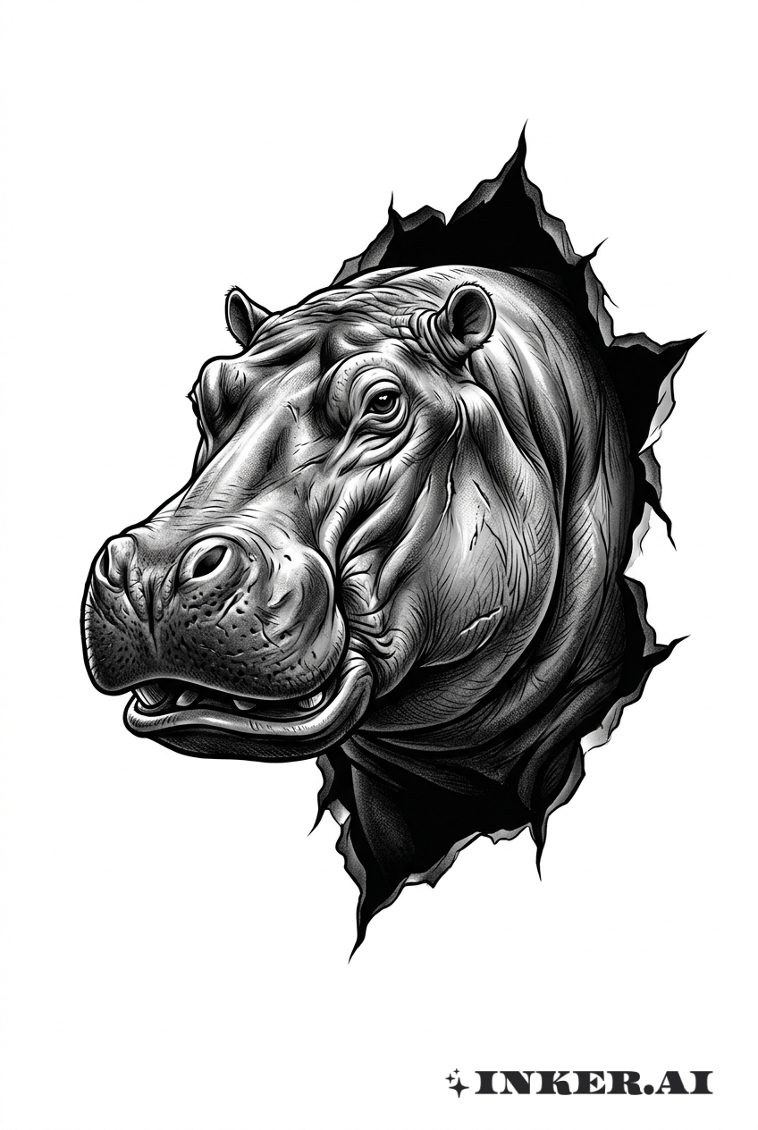 Hiệu Ứng 3D Hà Mã Nổi Lên