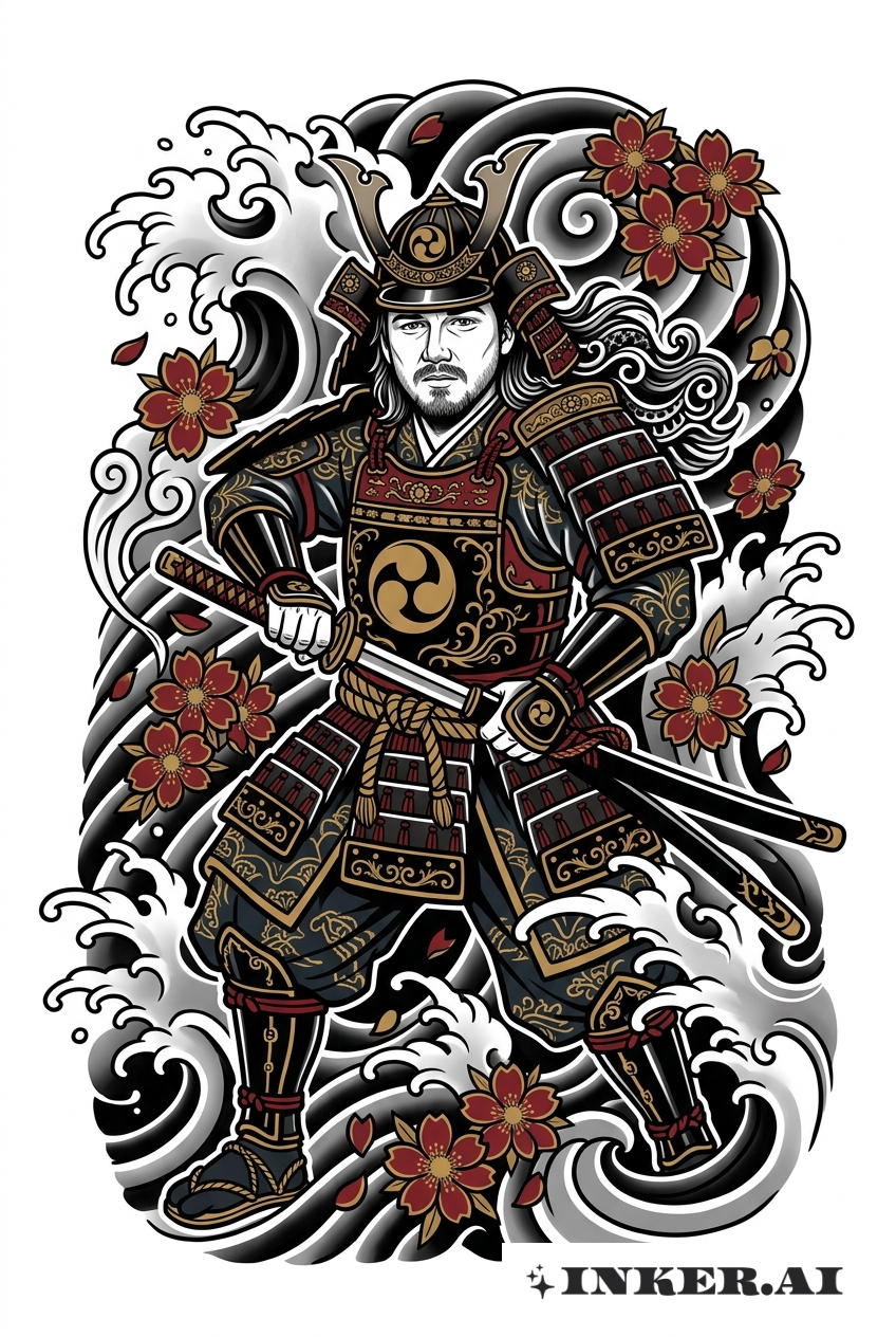 摩根·沃伦武士肖像纹身