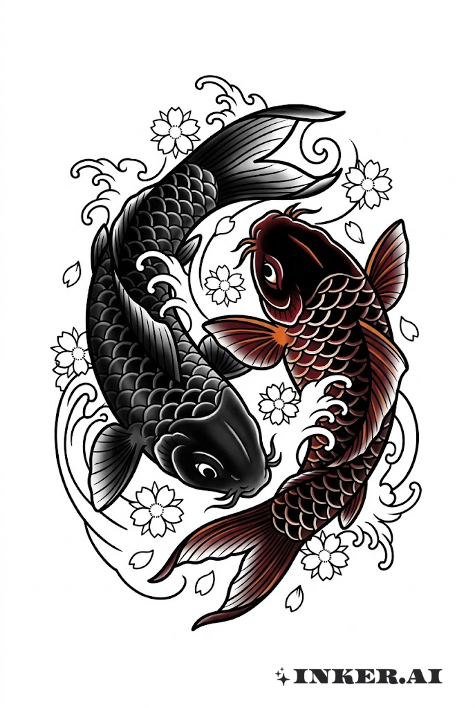 Zwilling Koi-Drachen