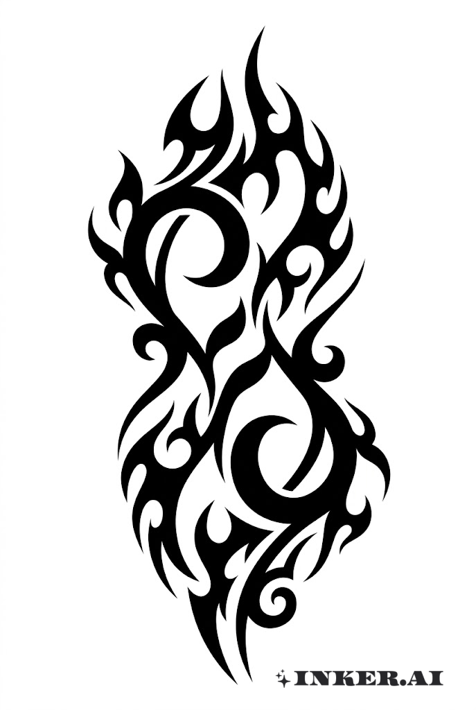 부족 스타일 덩굴 불꽃 융합