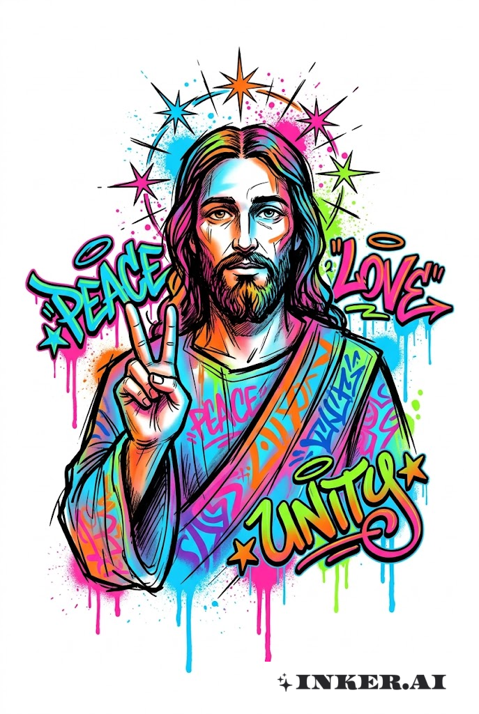 Jesus Graffiti Frieden und Hoffnung