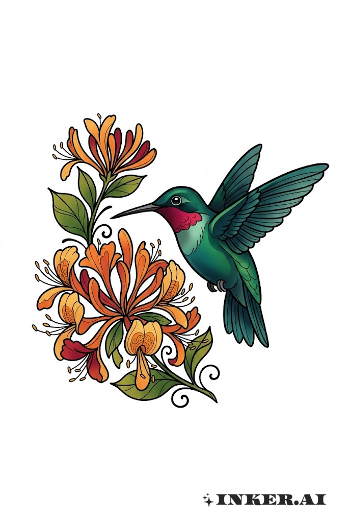 Honeysuckle and Hummingbird Flight