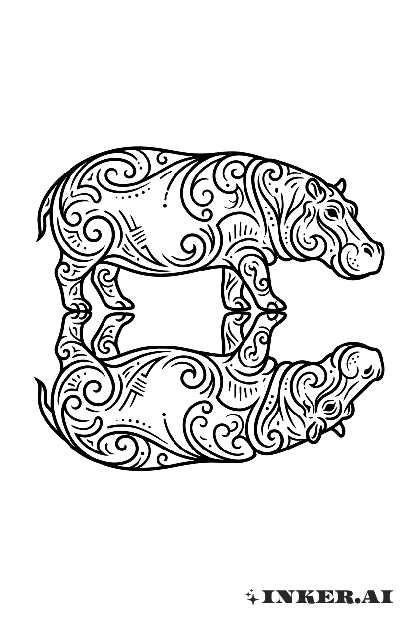 Nilpferd mit Zier-Filigran