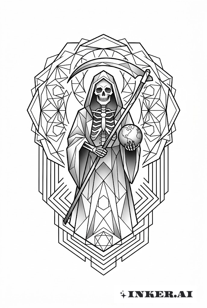 Santa Muerte Mandala Geométrica