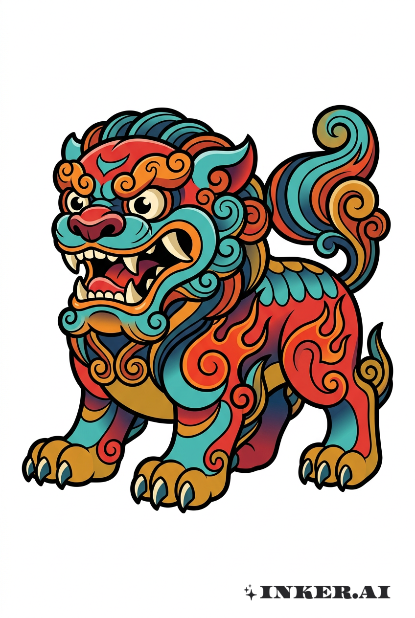卡通守護石獅