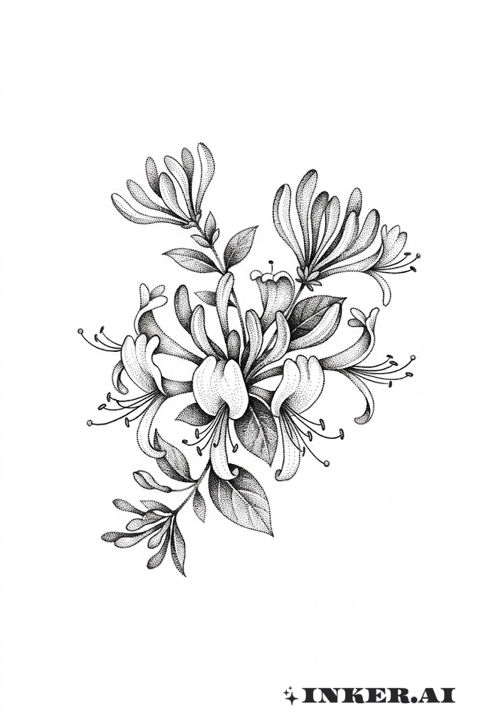 Honeysuckle Flower Cluster Dotwork