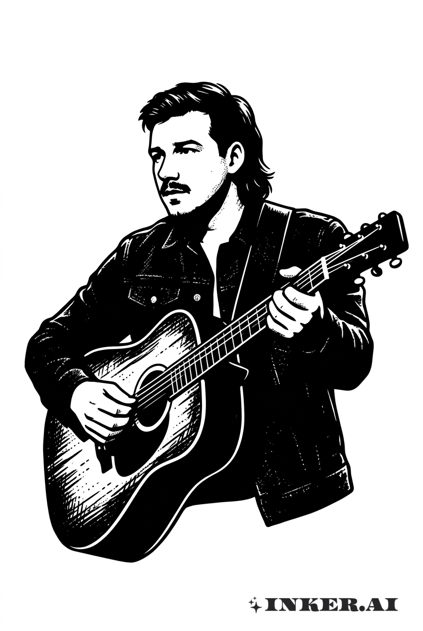 Morgan Wallen Đàn Guitar Acoustic Đen