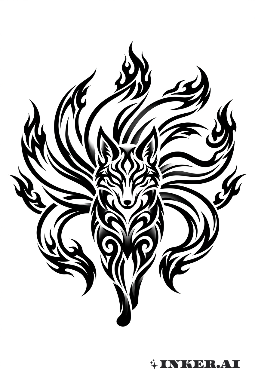 Nine-Tails Tribal Silhouette