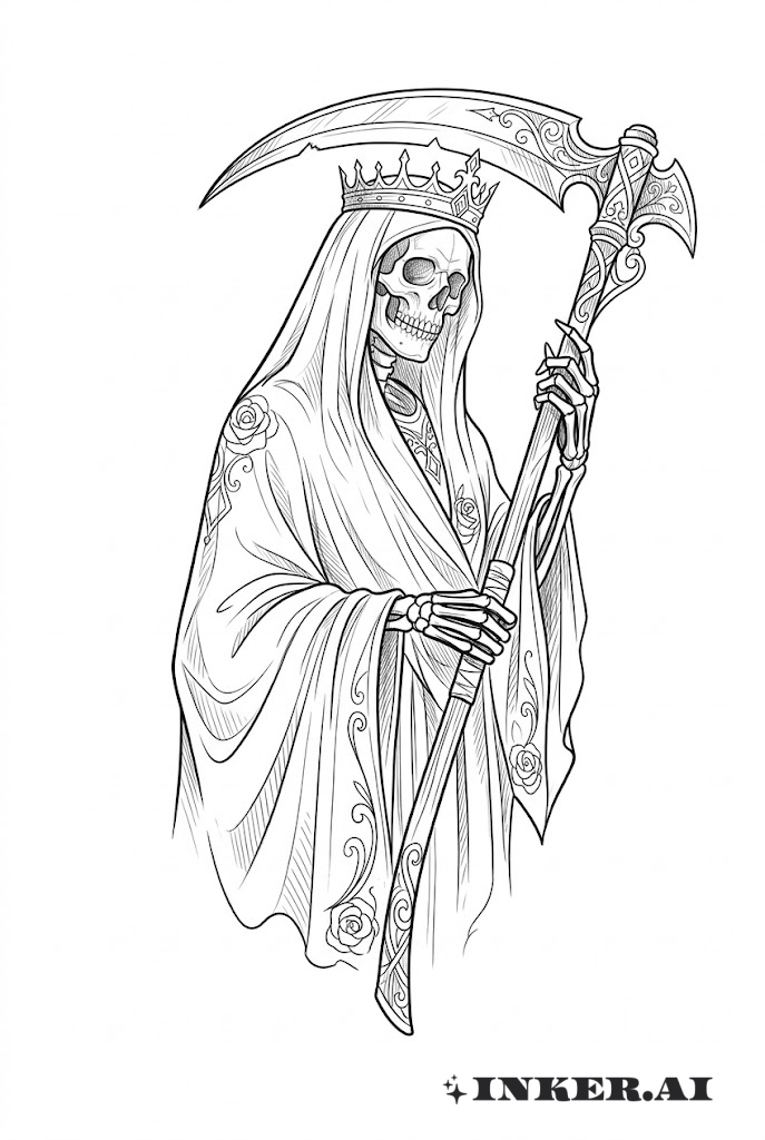 Santa Muerte en voile esquissé