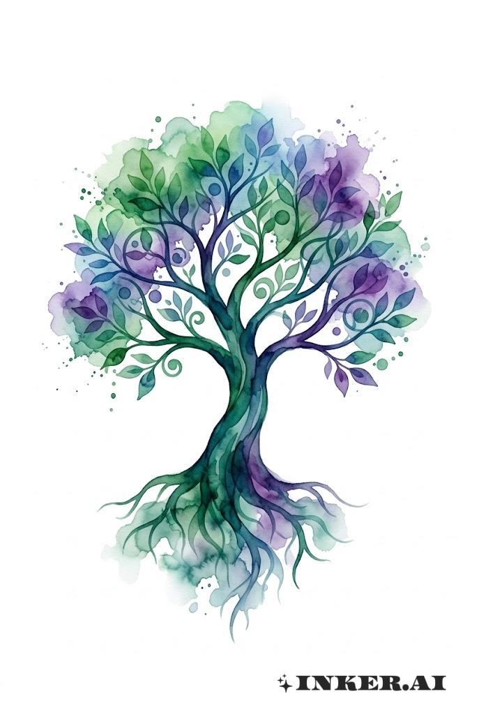 Arbre de Vie aquarelle Foi