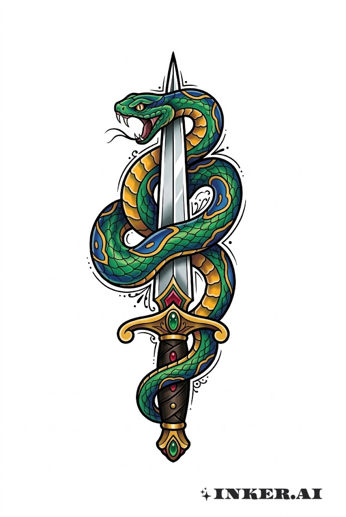 Couteau et Serpent Enroulé