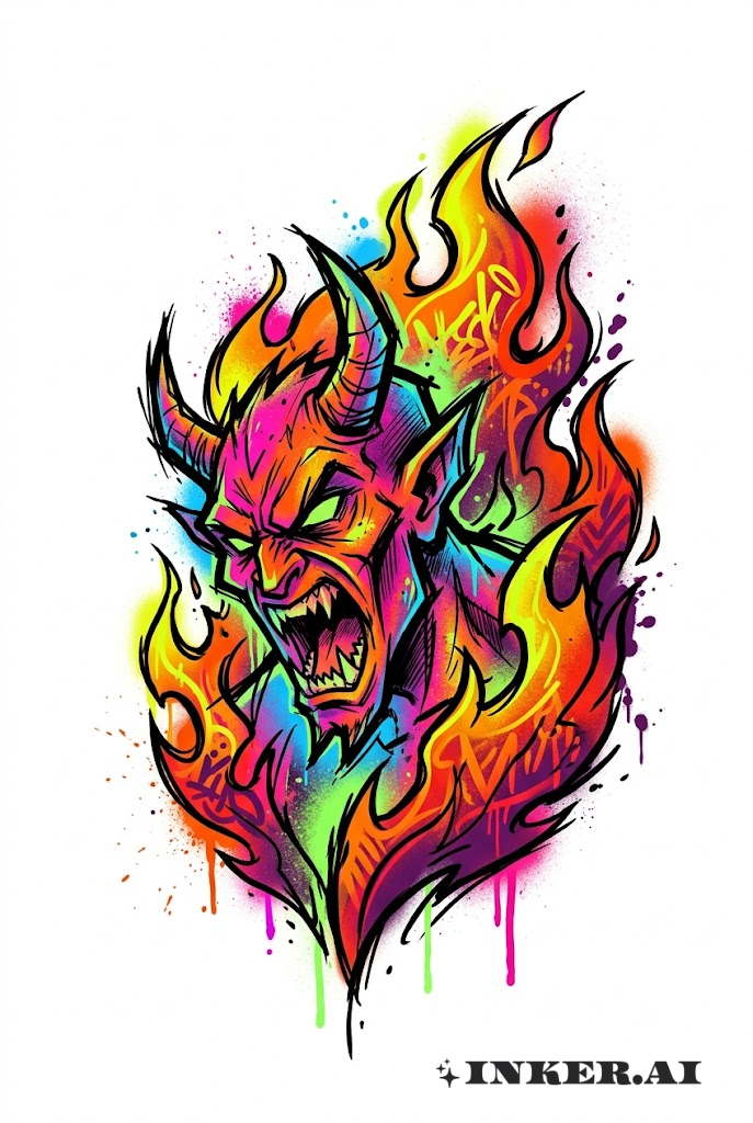 Flaming Demon Graffiti