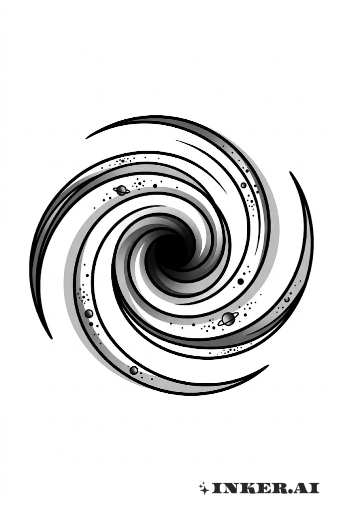 Espiral Espacial em Preto e Cinza