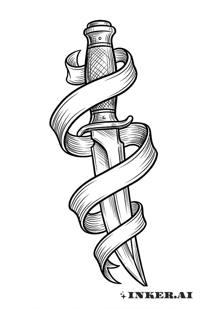 Couteau Esquissé avec Ruban Fluide