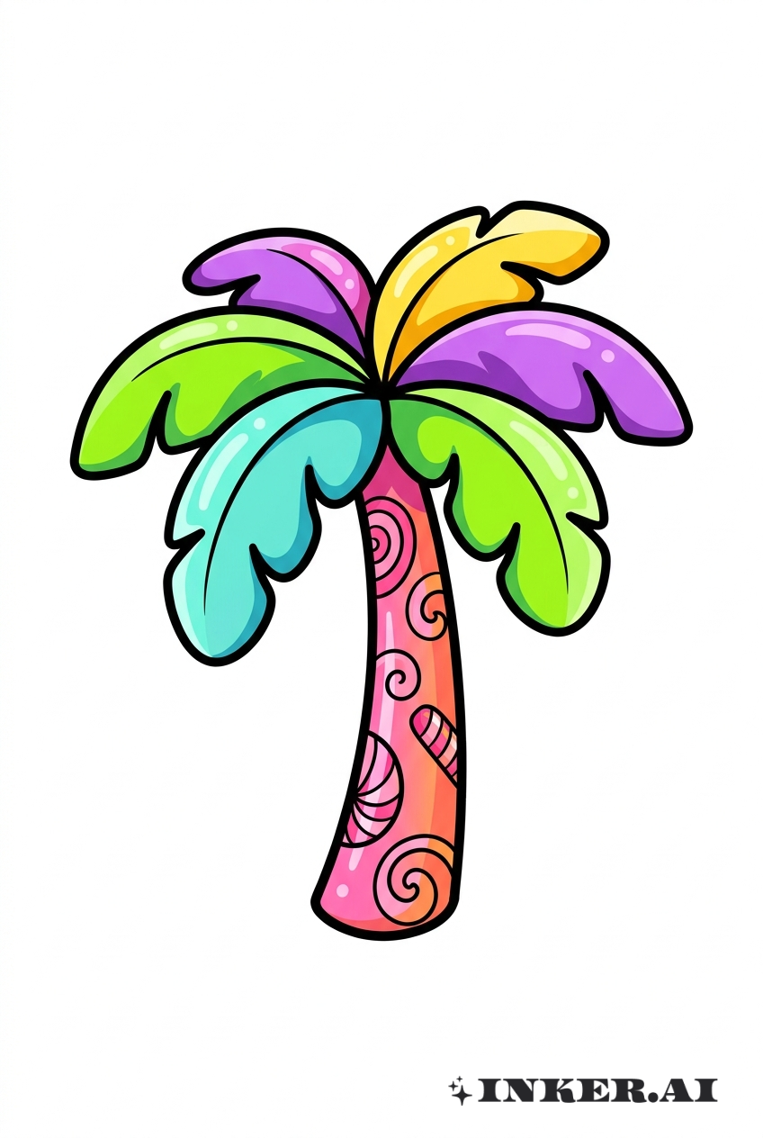 캔디 색상의 야자수