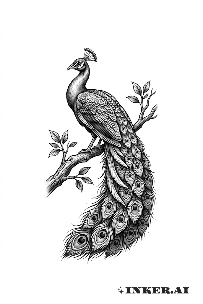 Gelassener Pfau auf einem Ast