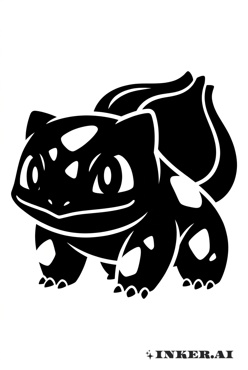 Dáng đứng lặng lẽ của Bulbasaur Blackwork