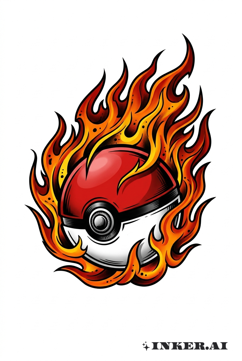 Emblème Pokéball Enflammée