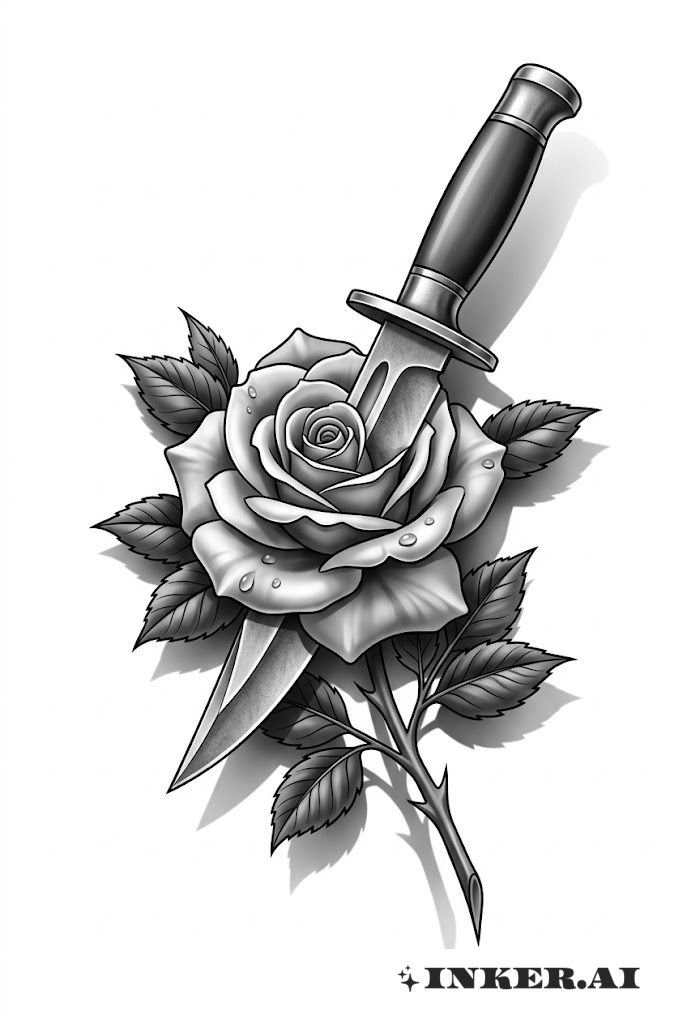 Effet 3D Couteau Traversant Rose