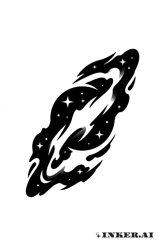 Silhueta de Nebulosa Espacial em Blackwork