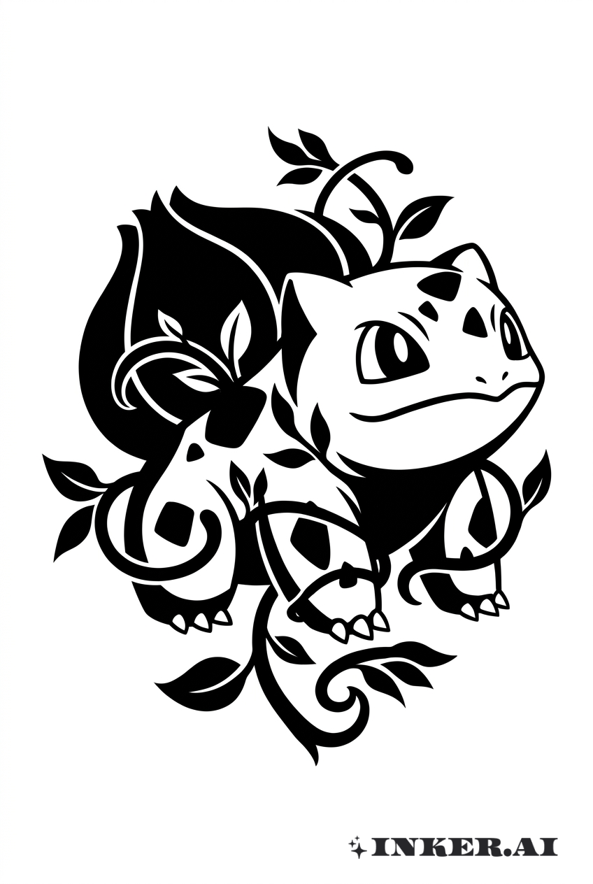 Thiết kế Dây Le Bulbasaur Kiểu Blackwork