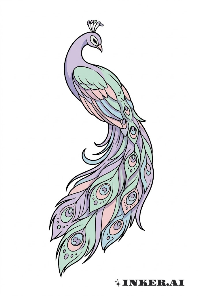 Elegante Anime-Pfauenpose