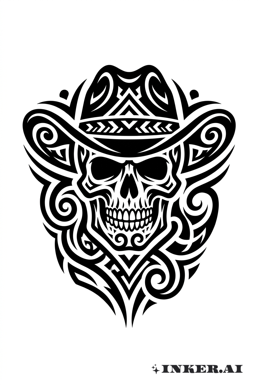 Doc Holliday 部落風骷髏頭配寬邊帽