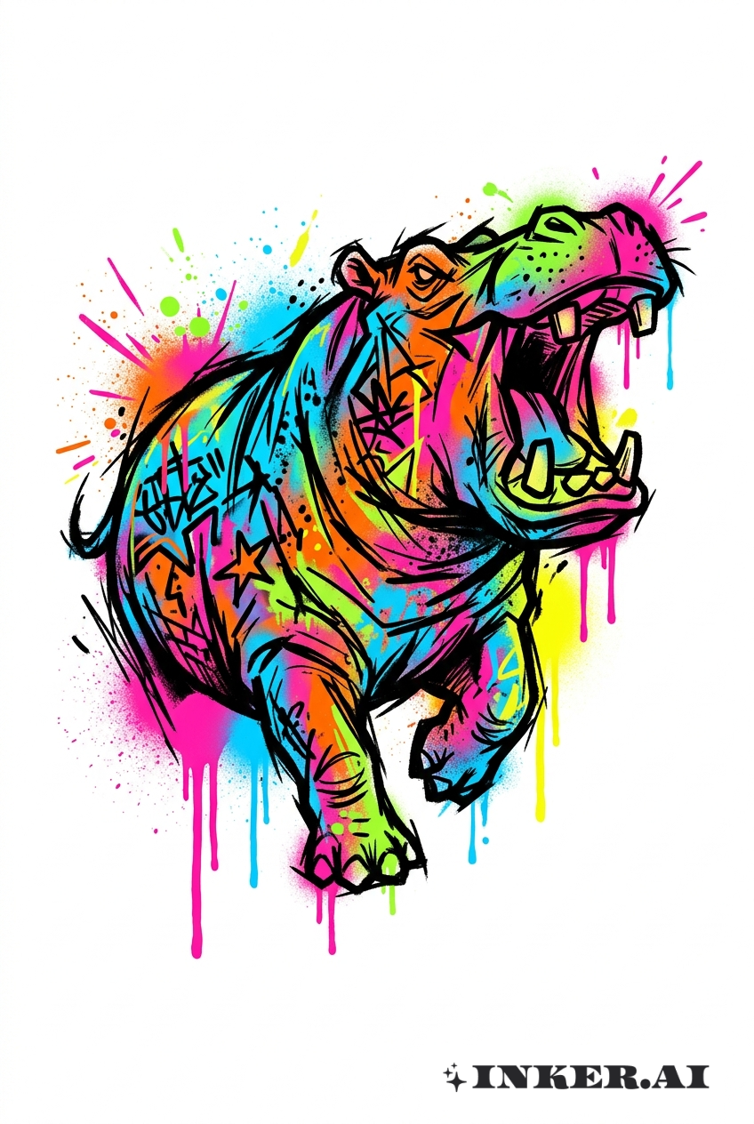Graffiti Hippo Urban Burst