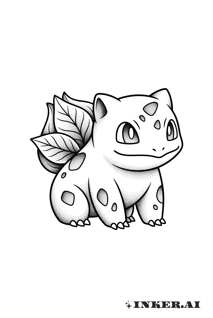Bulbasaur ở Tư Thế Đường Nét Tối Giản