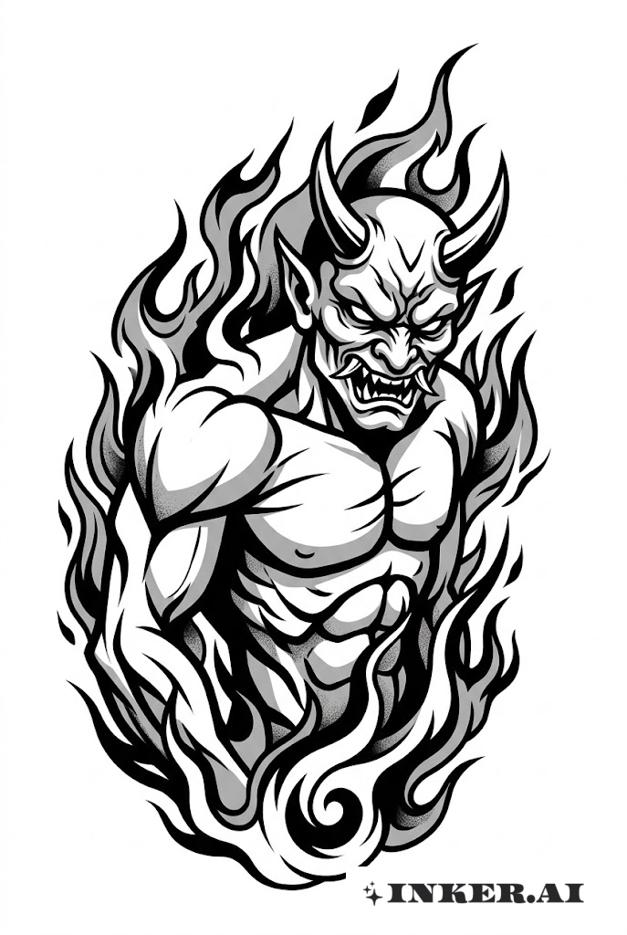 黑灰火焰中的恶魔