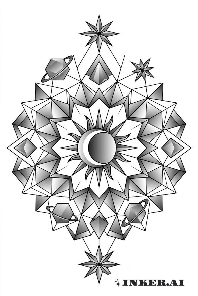 Mandala do Eclipse Espacial Geométrico