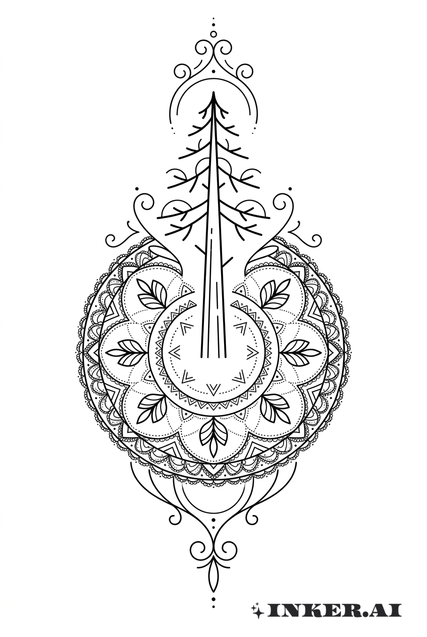 レッドウッドツリー曼荼羅と装飾的ディテール