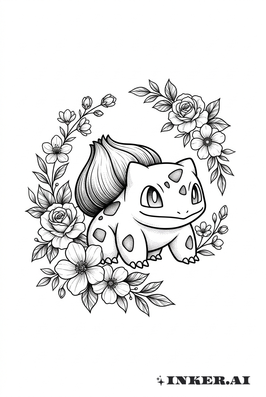 Cảnh Đường Viền Bulbasaur Nở Hoa