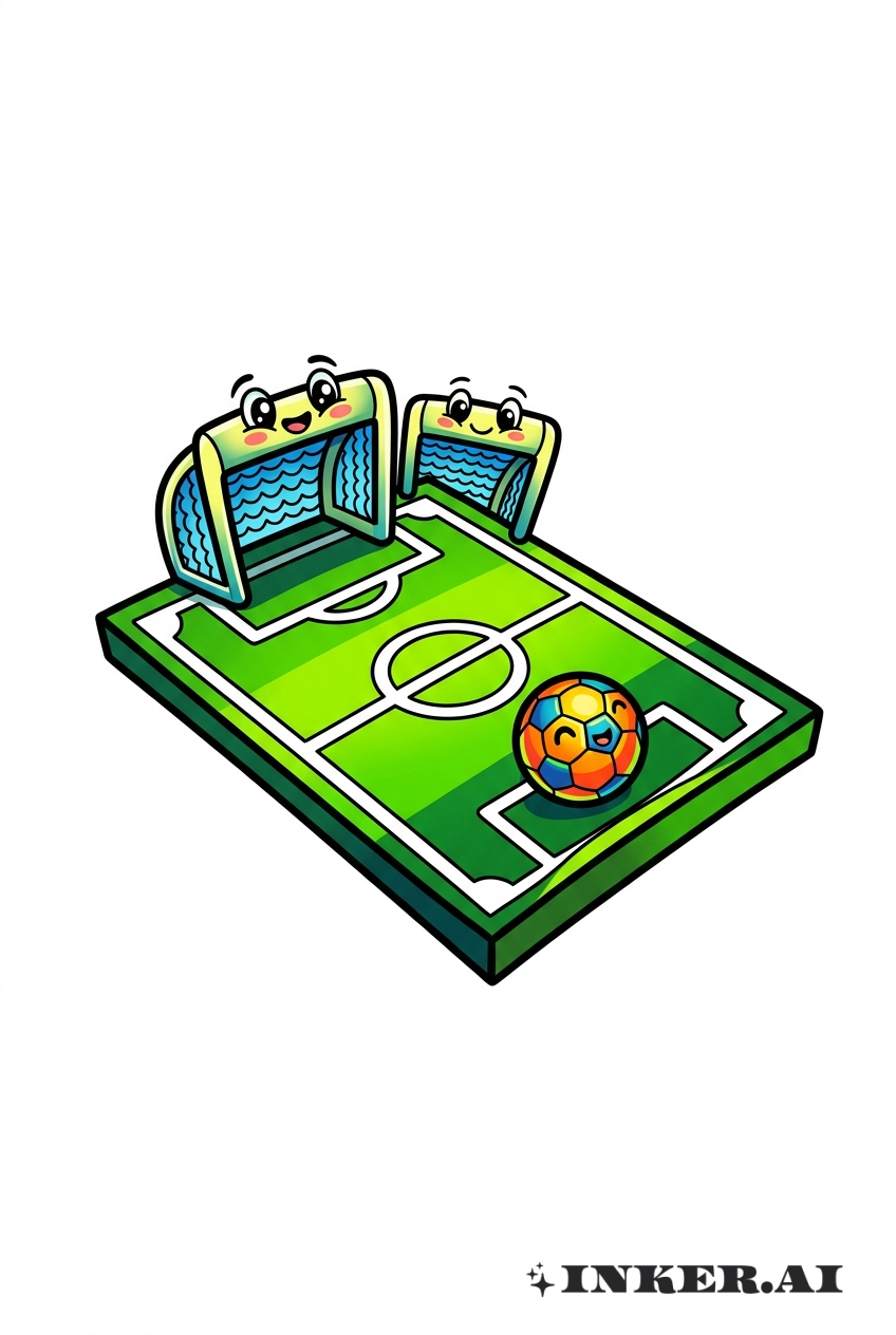 Escena de Campo de Fútbol en Caricatura