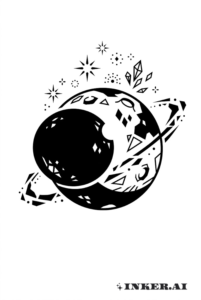 Planeta Eclipse de Espaço Blackwork