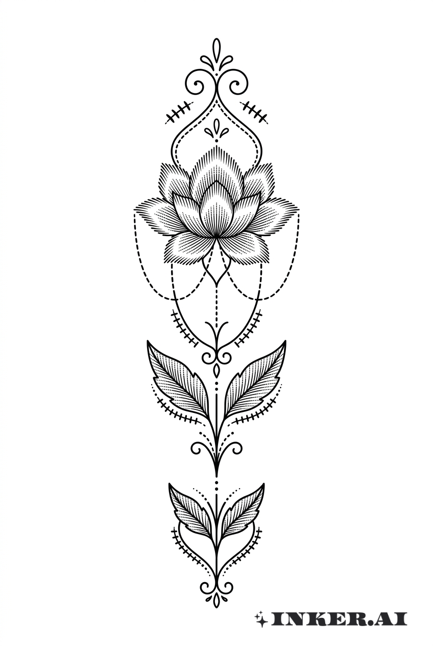 Florales Stickerei Ornament Tattoo