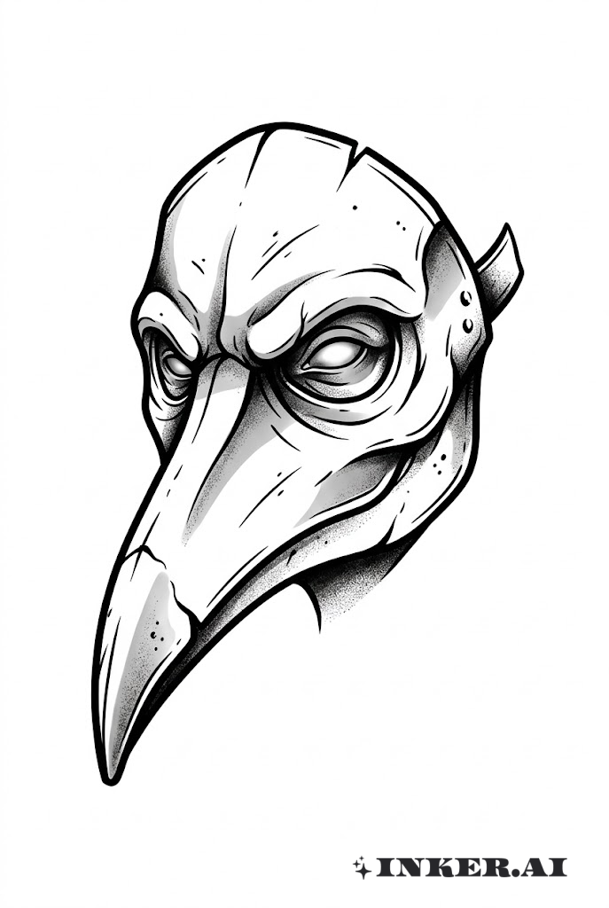 瘟疫醫師與鳥嘴面具特寫