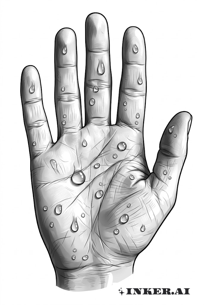 Palma con gotitas de agua estilo realismo